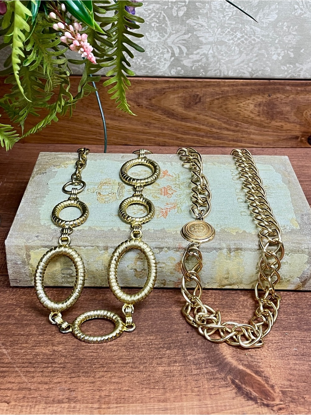 Vintage 80s 90s Gold Tone Chain Belt Bundle Corporate Chic Old Money Waist Belts